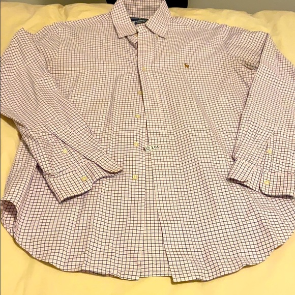 Ralph Lauren shirt, navy and pink checkered print - Picture 1 of 4
